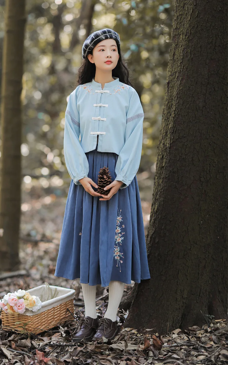 Реформирование Hanfu Женский костюм для китайских танцев вышивка платье феи сценическая одежда для певцов Восточное представление одежда DC3157