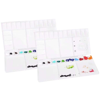 

2Pcs Paint Palette,Watercolor Palette Palette Paint Tray for Paint Craft Folding Paint Palette Color Palette Box