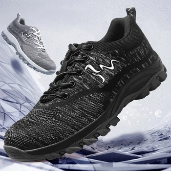 

Construction Men's Outdoor Plus Size Steel Toe Cap Work Boots Shoes Men Camouflage Puncture Proof Safety Shoes Breathable