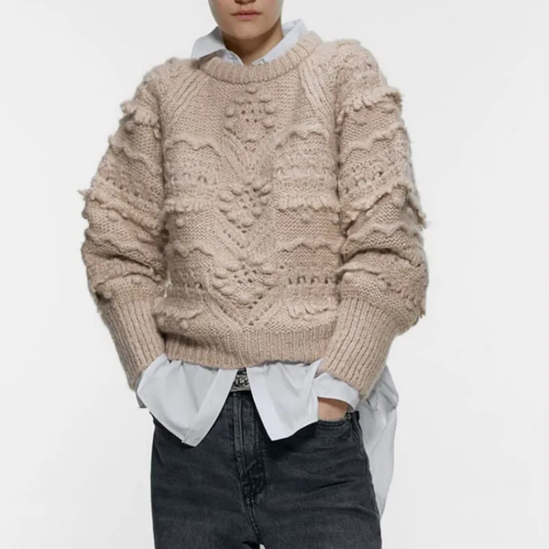 

Sweater Women's Twist Knit Top Pullover Sweater Clothes Pullover Fashion 2020 Embroidery Blusas Mujer De Moda O-Neck Knitted