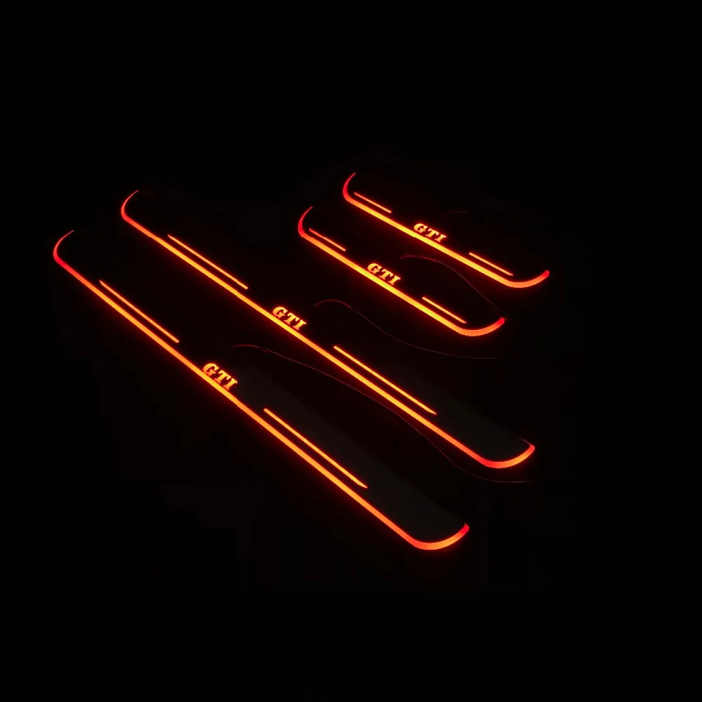 RQXR led порога пластина для Volkswagen Гольф 7 mk7 golf gti плоский подкладка накладки фиксированный светильник Порог Охранников, 4 предмета в комплекте