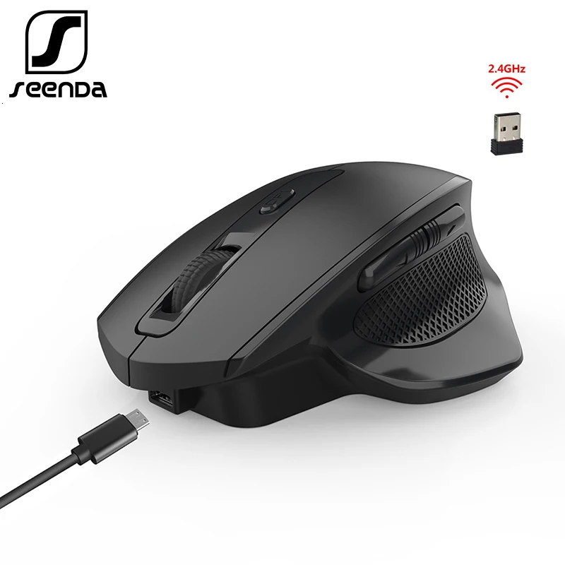 Günstig SeenDa Wiederaufladbare 2,4G Drahtlose Maus 6 Tasten Gaming Maus für Gamer Laptop Desktop USB Empfänger Stille Klicken Stumm Mause