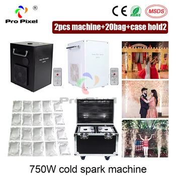 

750W Cold Spark Fireworks Machine 2pcs with case and 20powder DMX And Remote Control Fountain Sparkular Firework For Wedding