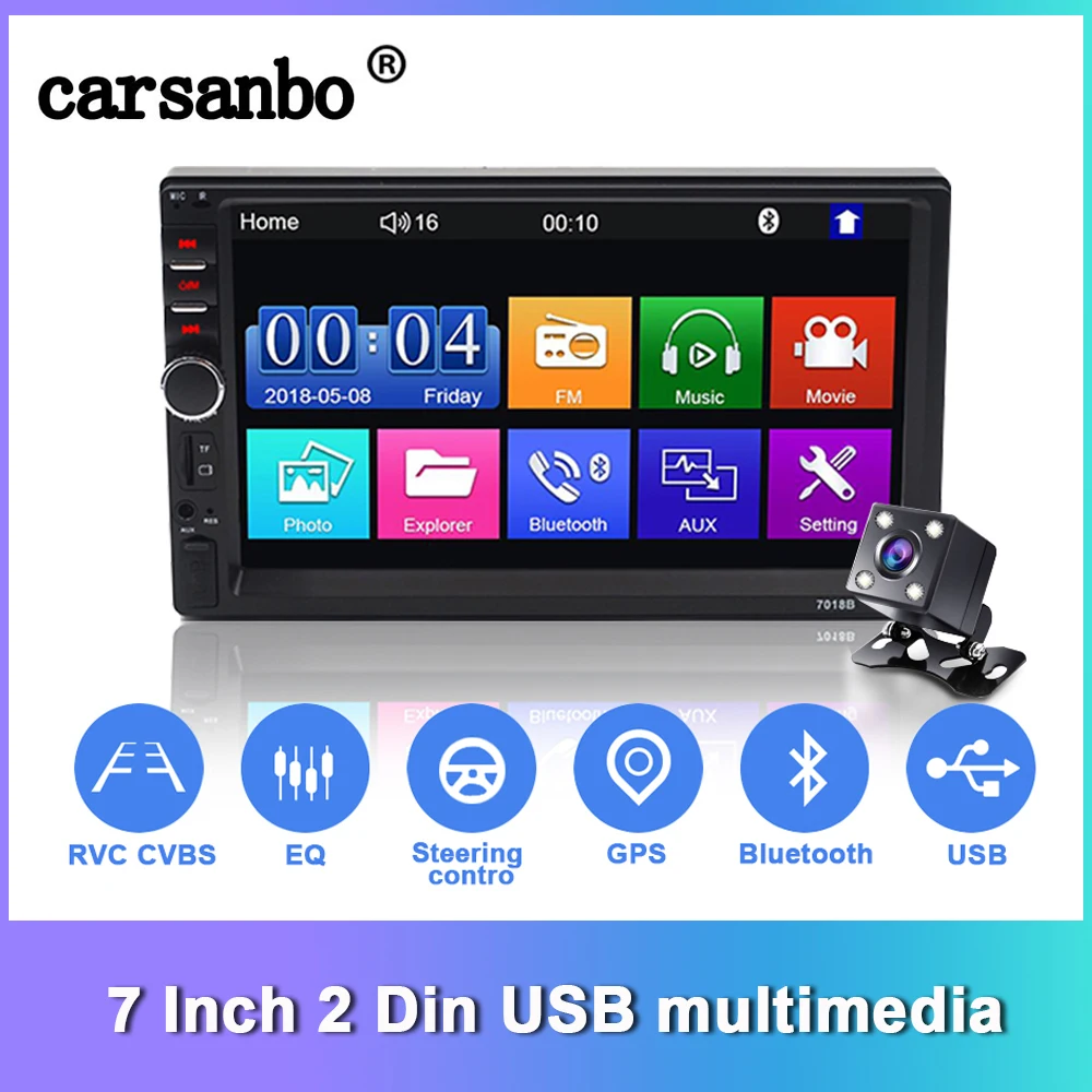 Автомагнитола 2 Din 7 дюймов Android сенсорный экран стерео мультимедийный плеер SD USB AUX