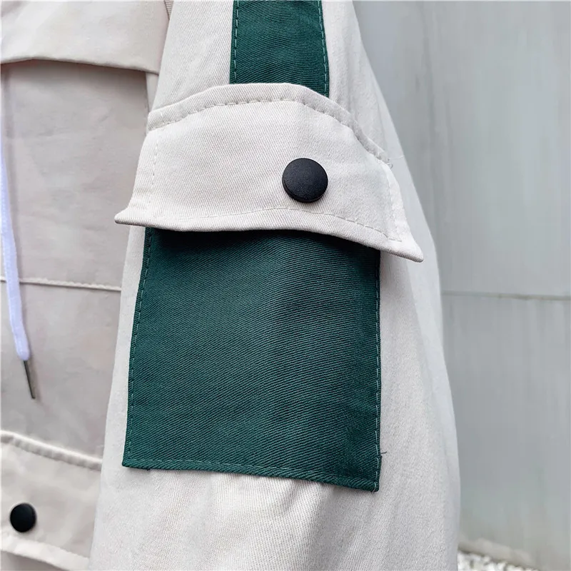 Женская куртка с капюшоном ZQLZ черная Повседневная размера плюс весна осень