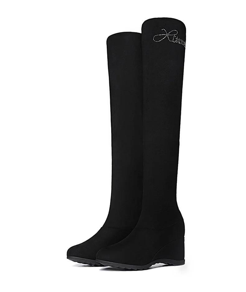 Scrub over-the-knee boots new winter plus velvet boots with wedge high boots women's boots