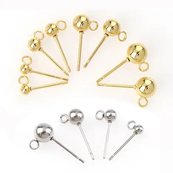 

20pcs Stainless Steel Ball Head Stud Earring Clasp foDiy Jewelry Making Bead Ear Pin Needles Earring Component Findings Supplier