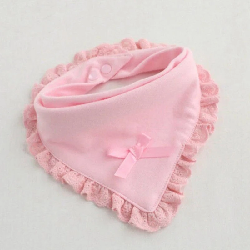 Cotton Lace Baby Bibs Burp Bow Pink And White Bib Baby Girls Lovely Cute Bib Infant Saliva Towels