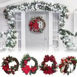 Рождественские венки искусственная гирлянда двери висячие декоративные принадлежности для украшения рождественской вечеринки