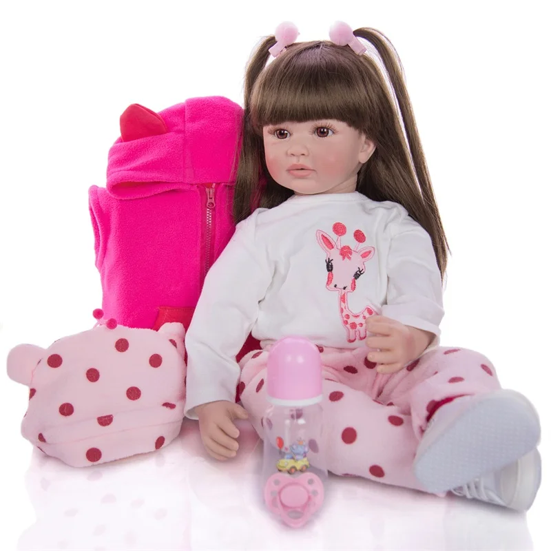 Reborn Baby Doll 55CM With Princess Long Hair Realistic Handmade Newborn Dolls Baby Adorable Lifelike Toddler Doll Toys For Kid