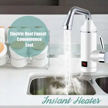 

220V 3000W Electric Water Heater Faucet Kitchen Instant Fast Heating White Digital Display Leakage Protection Kitchen Faucet