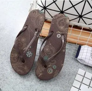 Brown 2 шт./лот; пляжные шлепанцы на берегу моря розовые шлепанцы Для женщин мягкая одежда для ношения на улице, повседневные сандалии-Вьетнамки в богемном стиле - Цвет: Brown