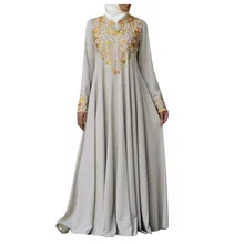 Женская Абая, для мусульман мусульманское Макси длинное платье Дубай abaya Robe платье ислам Кафтан печати длинный рукав плюс размер Dubai abaya Дубай