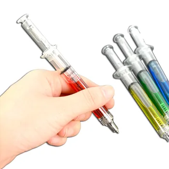

4 PCS Needle Tube Shape Black Ink Ballpoint Pen Syringe Multi-Color Novelty Writing Liquid Pens Stationery