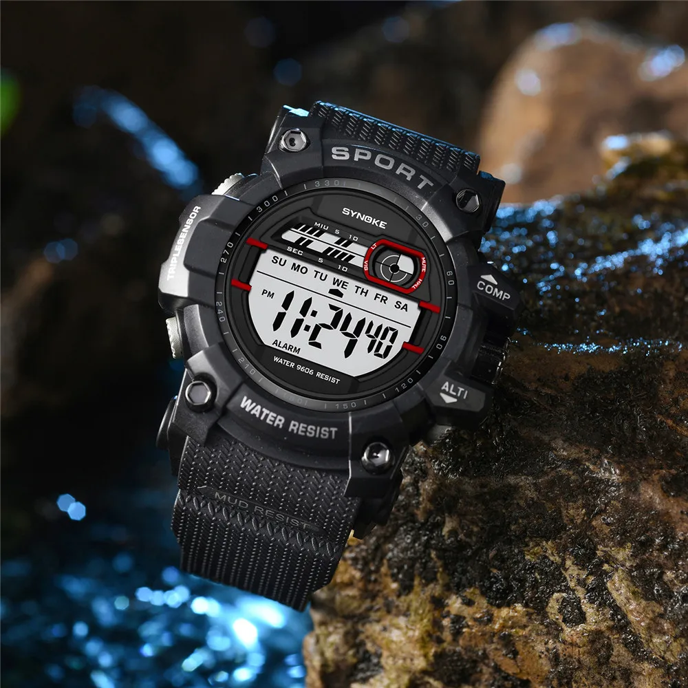 

Slimple luxury wristwatches Multi-Function 30M Waterproof Watch LED Digital Double Action Watch @5
