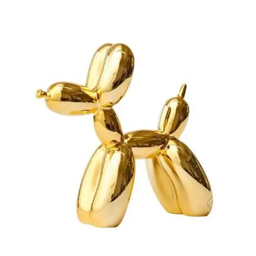 Golden Статуэтки животных, смола, милый блестящий шар, Форма собаки, статуя, Художественная Скульптура, рабочий стол, домашний декор, украшение для дома - Цвет: Golden