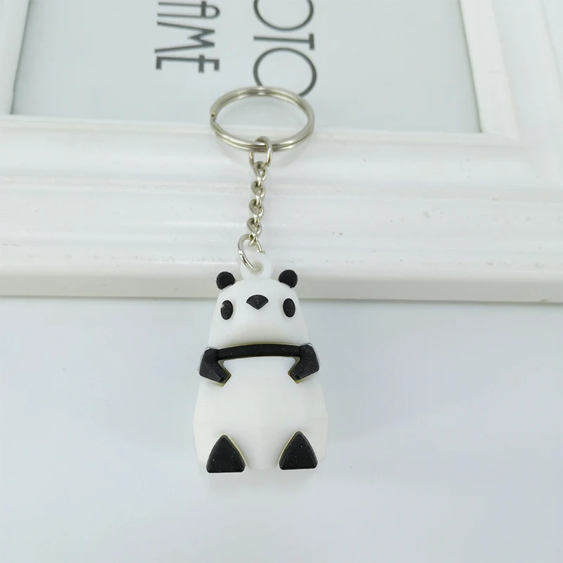 panda ПВХ мягкий пластик геометрическое лицо серии животных брелок кулон Панда Кролик олень котенок висячие украшения - Цвет: panda