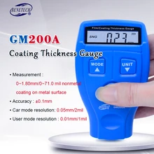 Цифровой GM200A мини-датчик толщины пленки автомобильное покрытие ультразвуковая краска Железный толщиномер измеритель ширина измерительный инструмент