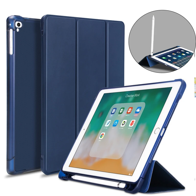 Умный чехол для iPad 2018(2017) 9 7 с держателем карандашей силиконовый мягкий 5/6 Air 2/ Air1