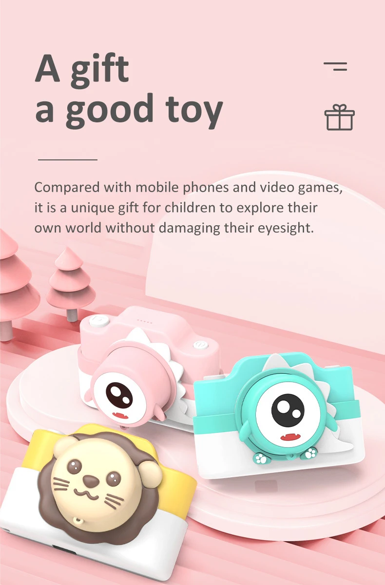 Детская цифровая камера, игрушки для детей, обучающая мультяшная видеокамера, wifi, 2400 Вт, HD мини, интересный подарок для съемки ребенка