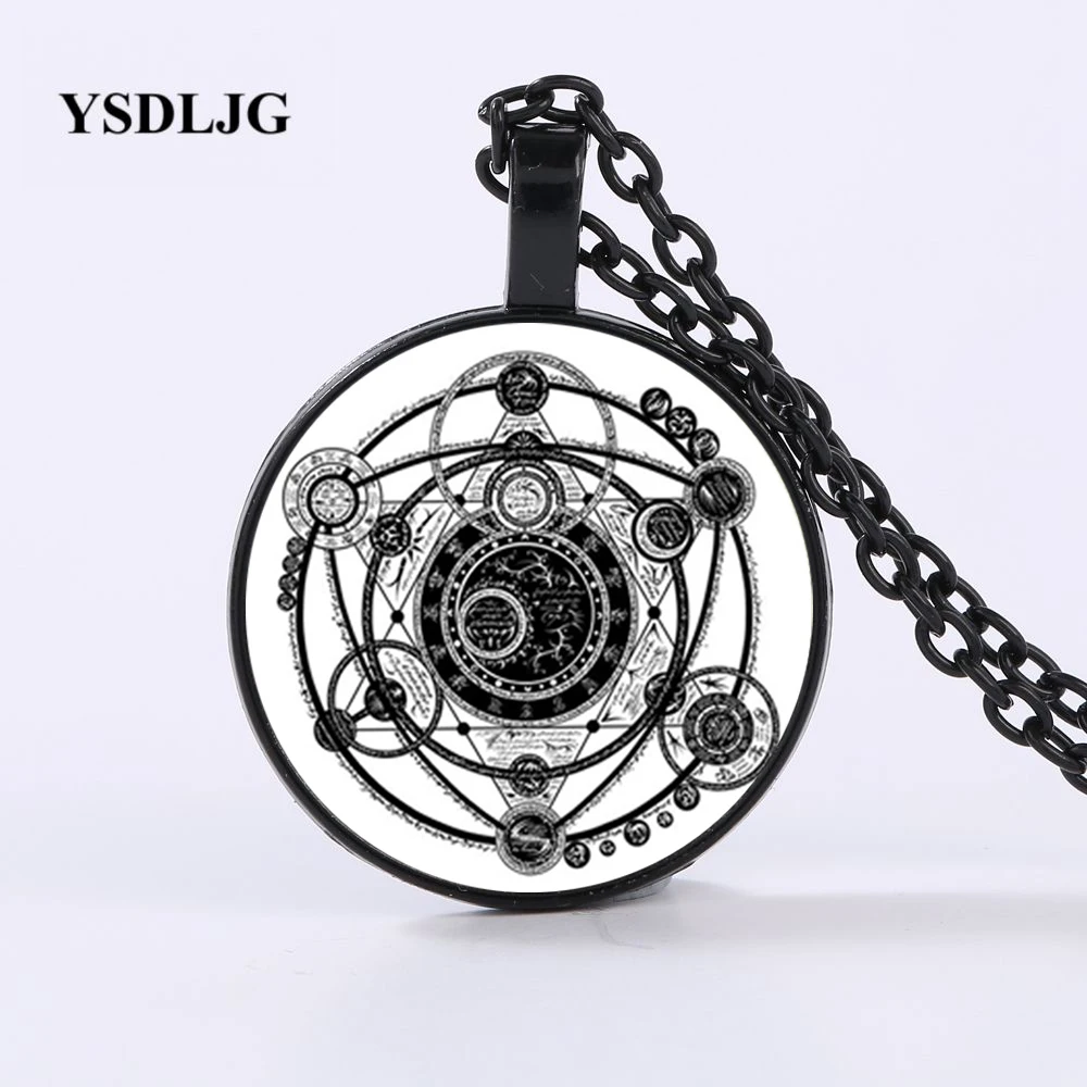 2019 Горячая продажа sigili волшебное колдовство узор стеклянный кулон ожерелье