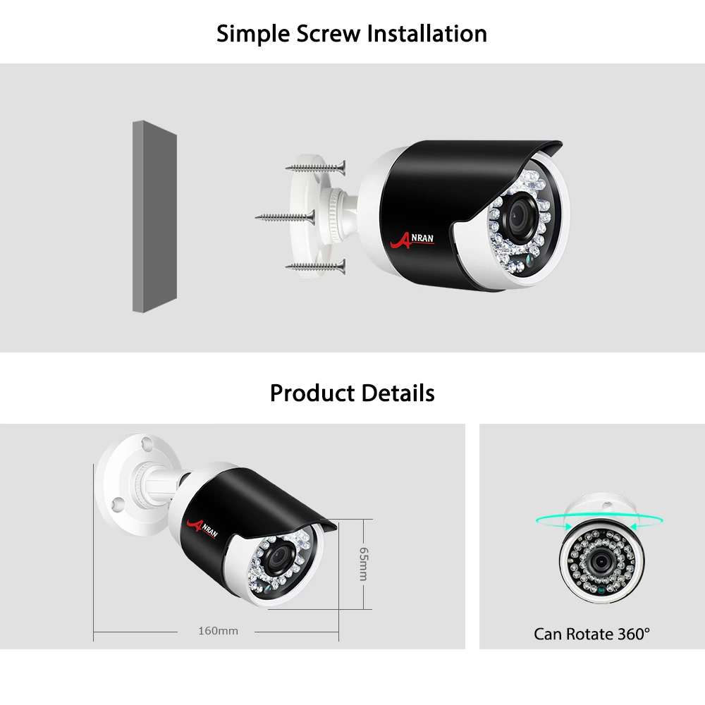 ANRAN 4CH AHD DVR CCTV система безопасности аналоговая HD система видеонаблюдения ИК ночного видения для помещений и улицы AHD камера