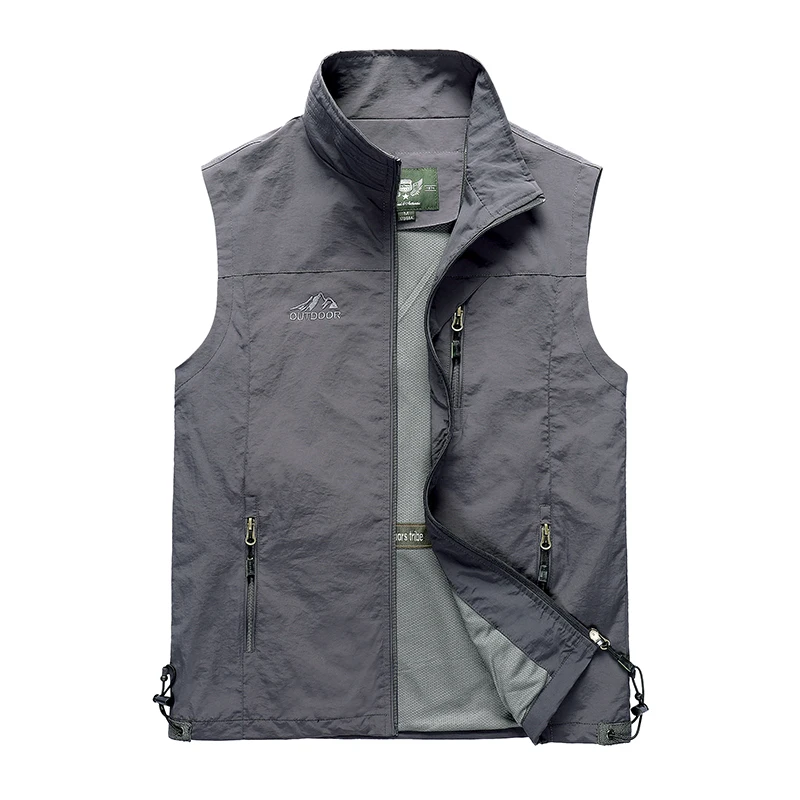 W Gray Vest Тонкий летний мужской жилет с несколькими карманами, Повседневный, для работы фотографа, 6 цветов, верхняя одежда, куртка без рукавов, мужской жилет - Цвет: W Gray Vest