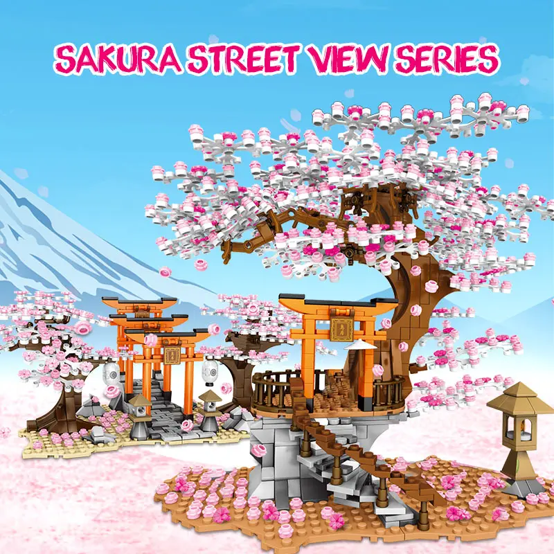 SEMBO набор городская улица вид идея Sakura Инари блоки друзья вишня в цвету лего Technic