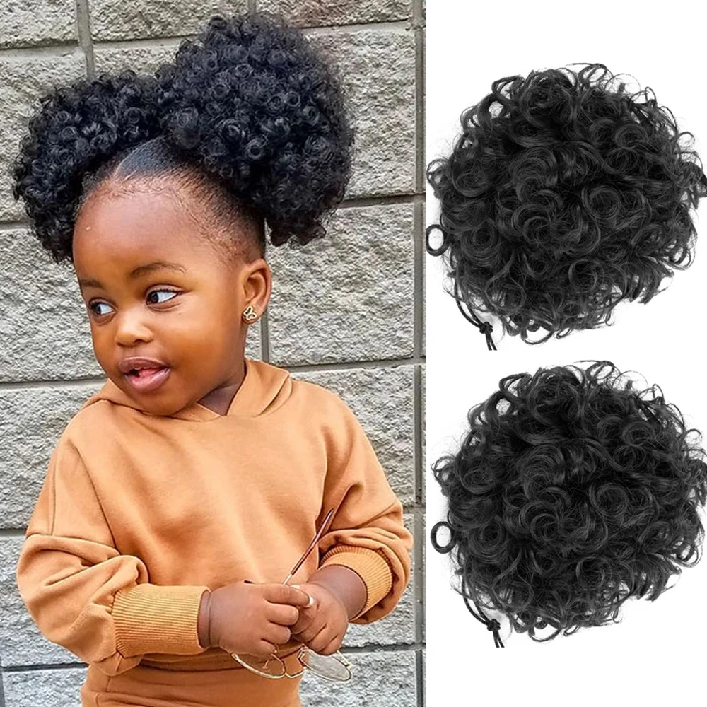 Kids Ponytail Hair Extension | Afro Kinky Curly Hair Kids | Ponytail Afro  Kinky Curly - Synthetic Buns(for Black) - Aliexpress