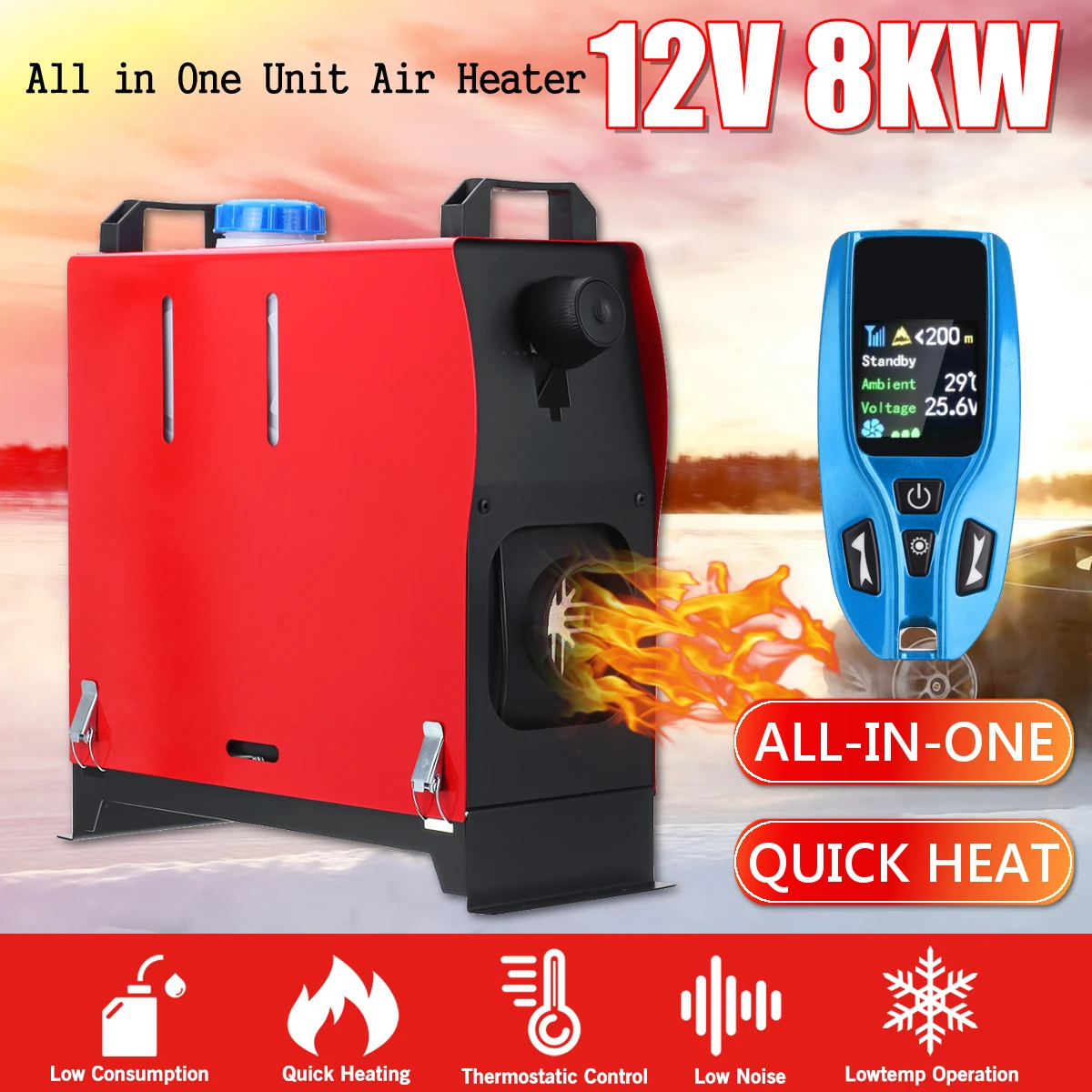 

2019 New Car Heater Heating All in One 8KW 12V Diesels Air Heater Controller LCD Monitor Parking Warmer For Truck Bus Boat RV