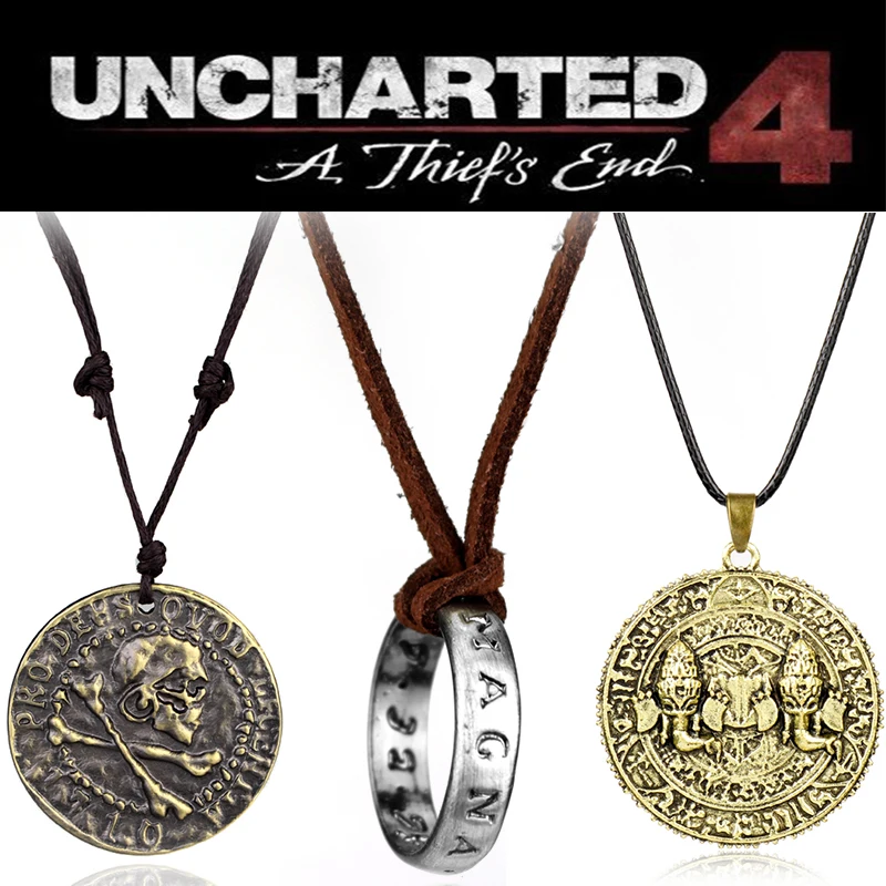 Game Uncharted 4 Necklace Thief's End Nathan Drake Pendant Necklace Long Short Chain Pirate