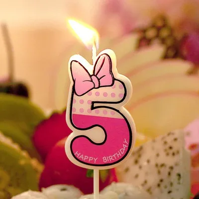 New Birthday Number Candles Cartoon Pink minnie Candle Cake Cupcake Topper Party Birthday Cake Candle Party Decoration Supply - Цвет: Pink 5
