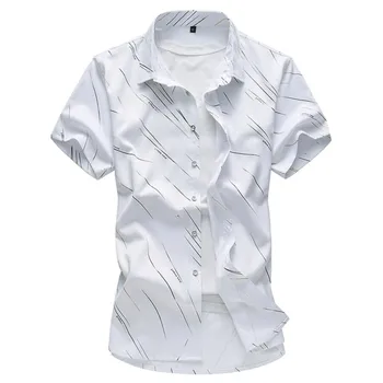 

2020 Summer Men's Shirt Brand Luxury Men 100% Cotton Short Sleeves Dress Shirt Turn-down Collar Cardigan Shirts Szie 6XL 7XL