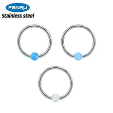 

316L Surgical Steel Opal Ball Nose Ring Septum BCR Ring Nipple Barbell Horseshoe Lip Ear Cartilage Piercing Body Jewelry 16G