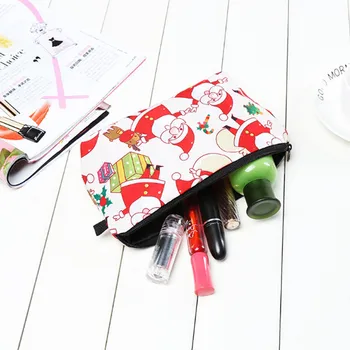 

Cosmetic Bag Santa Claus Snowman 3D Printing Organizer Beauty Case Women Hand Held Makeup Clutch Bag Toiletry Storage Wash Bag