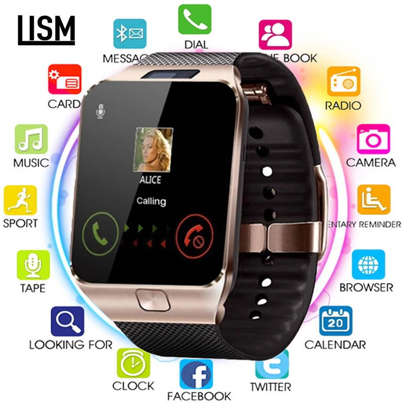 Смарт часы с Bluetooth умные наручные поддержка телефона камеры SIM TF GSM для Android IOS