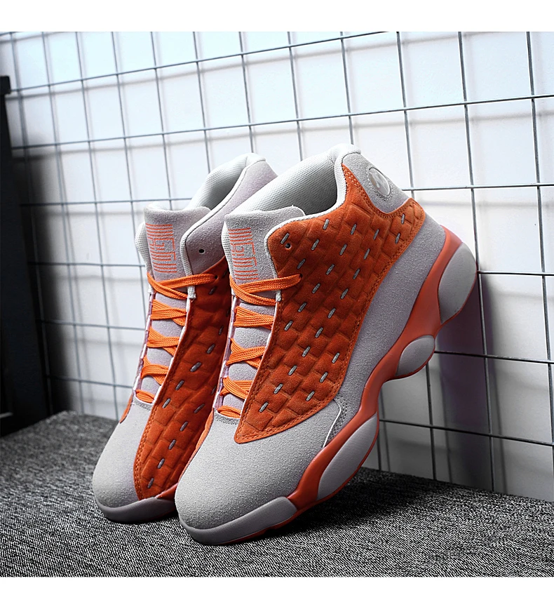 OUKEDI/Новинка; мужские баскетбольные кроссовки с высоким берцем; спортивные кроссовки для занятий спортом на улице; женские кожаные ботильоны; Размеры 35-46 - Цвет: Apricot