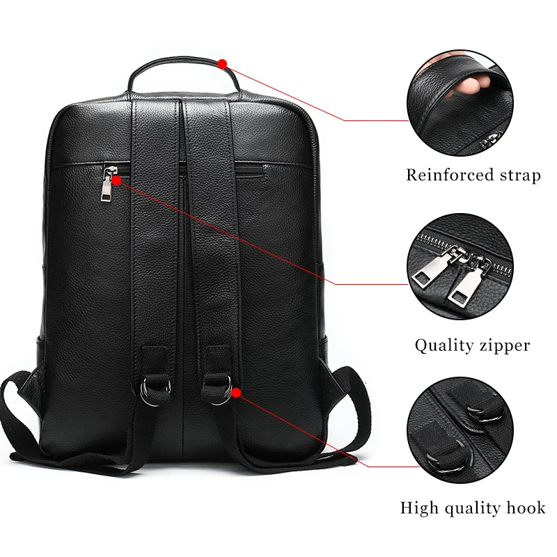 multifunction business men backpack laptop man leather backpacks fashion backapck travel shoulder mochila male anti thief 8878
