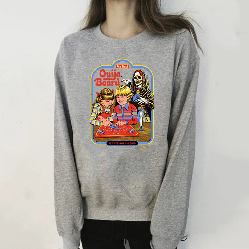 Womens Hoodie Let S Summon Demons Hoodies Femme Long Length Pullover Hoodie Streetwear  Fashion Gray Autumn Harajuku Hoodies