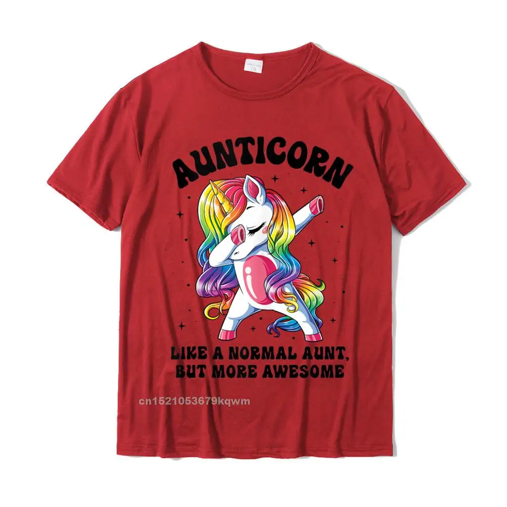 Funny Fashionable T-Shirt for Men 100% Cotton Fall Tops Shirt comfortable Top T-shirts Short Sleeve Latest Round Neck Aunticorn Like Normal Aunt But More Awesome Dabbing Unicorn Tank Top__4086 red