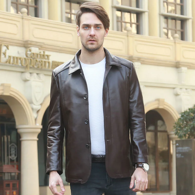 Free Shipping,2020 quality genuine leather jacket.mens spring soft sheepskin outwear.father gift.sales casual leather coat. mens sheepskin coat