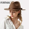 FURTALK 100% Australia Wool Fedora Hat Women Men Hat Ladies Fedoras Wide Brim Jazz Felt Hat Vintage Bucket Panama Winter Cap ► Photo 2/6