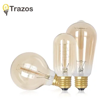 

Retro Edison bulb E27 warm light AC220-240V bulb ST64 G80 T45 retro tungsten lamp ancient lamp interior decoration