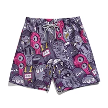 Новейшие мужские пляжные шорты до колена с 3D рисунком из мультфильма, мужские серые шорты для плавания, бермуды, Мужская M-4XL одежда для плавания