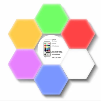 

RGB Touch Sensor Hexagon Light Quantum Light Honeycomb Lamp Wall Lamp LED Night Light Splicing Combination Honeycomb Cell Lamp