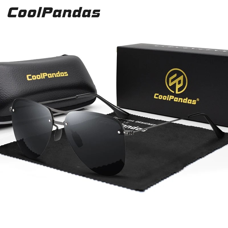 CoolPandas 2021 Мужские поляризационные солнцезащитные очки для вождения полу-оправы