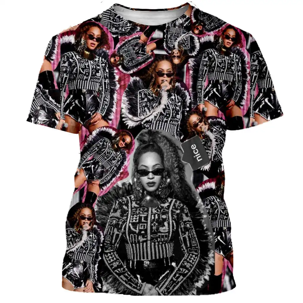 04 Новая классическая футболка Beyonce для мужчин и женщин с 3D принтом модная футболка хип хоп Уличная Повседневная летняя футболка Прямая поставка - Цвет: 04
