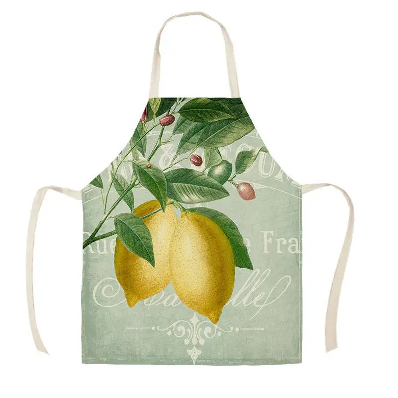 Lemons Fruit Pattern Water Color Art Kitchen Aprons for Woman Man Home Cooking Baking Shop Cleaning Cotton Linen Apron WQi875