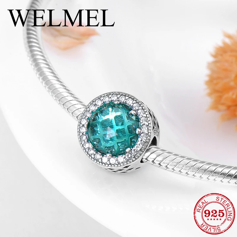

New Fashion sparkling 9 Colors Crystal CZ charms beads 925 Sterling Silver Fit Original Pandora Charm Bracelets Jewelry making