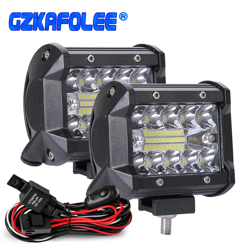 60w 4inch 20led Waterproof Work Light Led Light Bars Spot Flood Beam For Work Driving Offroad